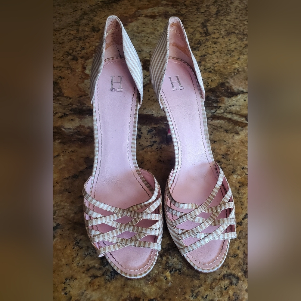 Tommy Hilfiger Beige and Pink Wedges